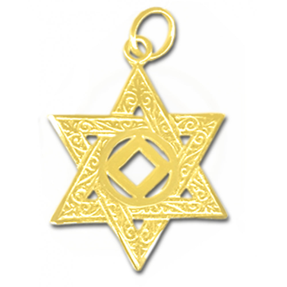 NA Symbol Jewish Star of David 14k Gold Large Size Pendant