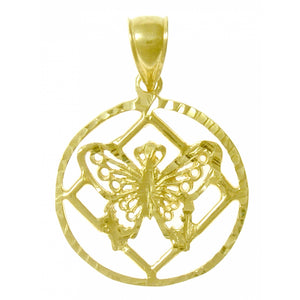 NA Symbol Small Butterfly 14k Gold Pendant