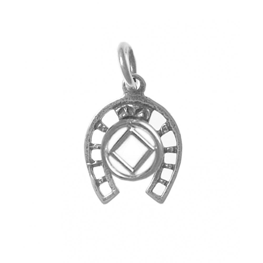 NA Recovery Symbol Lucky Horseshoe Sterling Silver Pendant