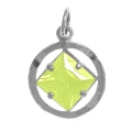 NA Symbol 8mm Square Colored CZ Birthstones Sterling Silver Pendant