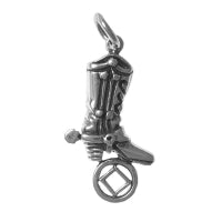 NA Recovery Symbol Cowboy Boot Sterling Silver Pendant