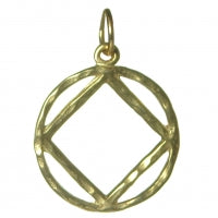 NA Symbol Hammered Wire Medium Size Brass Pendant