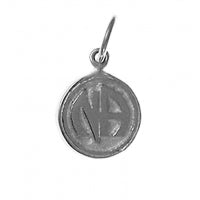 NA Initials Solid Textured Coin Style Circle Sterling Silver Small Pendant