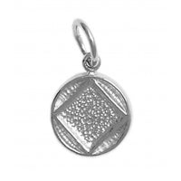 NA Symbol Solid Textured Coin Style Circle Sterling Silver Small Size Pendant