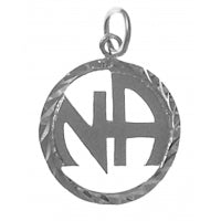 NA Initials Diamond Cut Sterling Silver Pendant