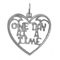 One Day At A Time Sterling Silver Heart Pendant