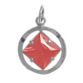 NA Symbol 8mm Square Colored CZ Birthstones Sterling Silver Pendant