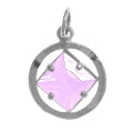 NA Symbol 8mm Square Colored CZ Birthstones Sterling Silver Pendant
