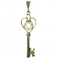 NA Symbol Old Style Heart Shaped Key Large Size Brass Pendant