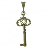 NA Symbol Two Sided Old Style Key Medium Size Brass Pendant