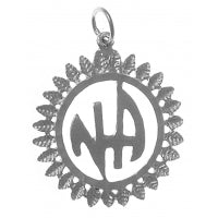 NA Initials Leaf Style Medium Sterling Silver Pendant