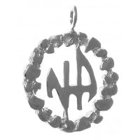 NA Initials Nugget Style Medium Sterling Silver Pendant