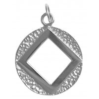 NA Symbol Coin Style Circle Medium Sterling Silver Pendant