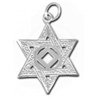 NA Symbol Jewish Star of David Large Size Sterling Silver Pendant