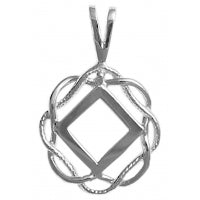 NA Symbol Basket Weave Circle Medium Sterling Silver Pendant