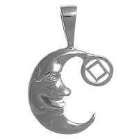 "Man on the Moon" with NA Symbol Medium Size Sterling Silver Pendant