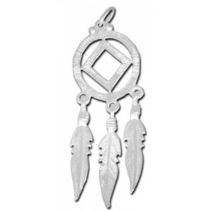 NA Symbol 3 Feathers Medium/Large Size Sterling Silver Pendant