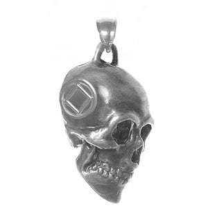 NA Symbol 3d Skull Sterling Silver Pendant