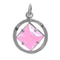 NA Symbol 8mm Square Colored CZ Birthstones Sterling Silver Pendant